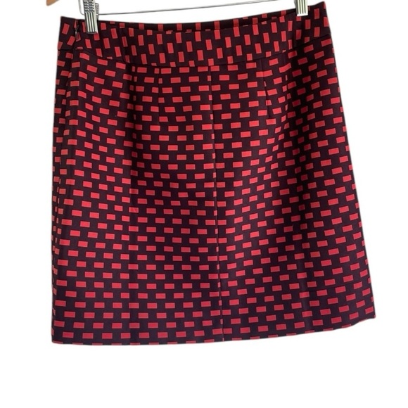 ANN TAYLOR LOFT Red Black Check Pencil Straight Skirt Size 6 - Picture 3 of 9